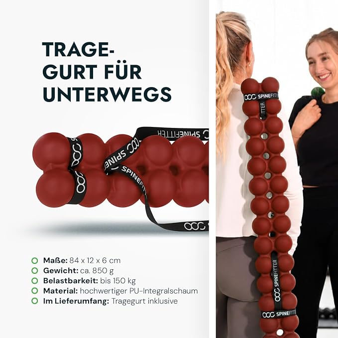 SPINEFITTER by SISSEL Purple Red | Massage Device for Back & Balance | Back Trainer Relieves Tension & Blockages | Ideal for Pilates and Yoga | for Relaxation of the Spine | for Home & Professional