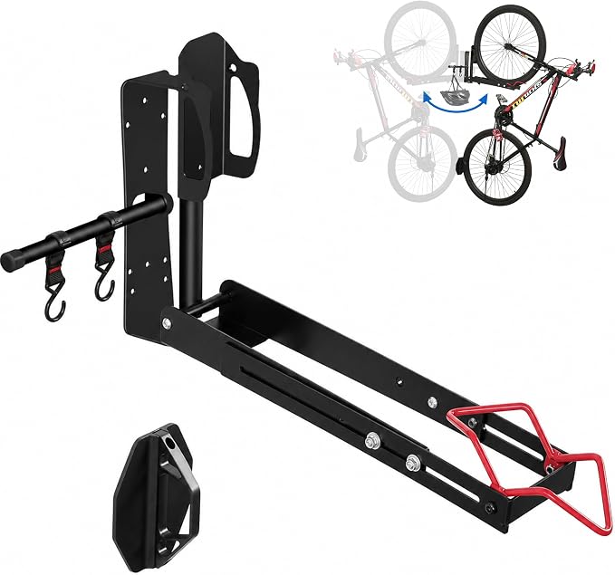 Swivel Bike Wall Mount, Bike Storage System for Garage, No Heavy Lifting Bicycle Hanger, Space Saving Wall Storage Bicycle Rack for Home & Garage Holds Up to 80 Lbs