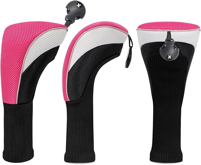 Golf Club Head Covers for Woods 3/4/5/6 Pieces Long Neck Mesh Sports Golf Club Headcovers Set with Interchangeable No. Tags 3 4 5 6 7 X Golf Accessories for Men Women