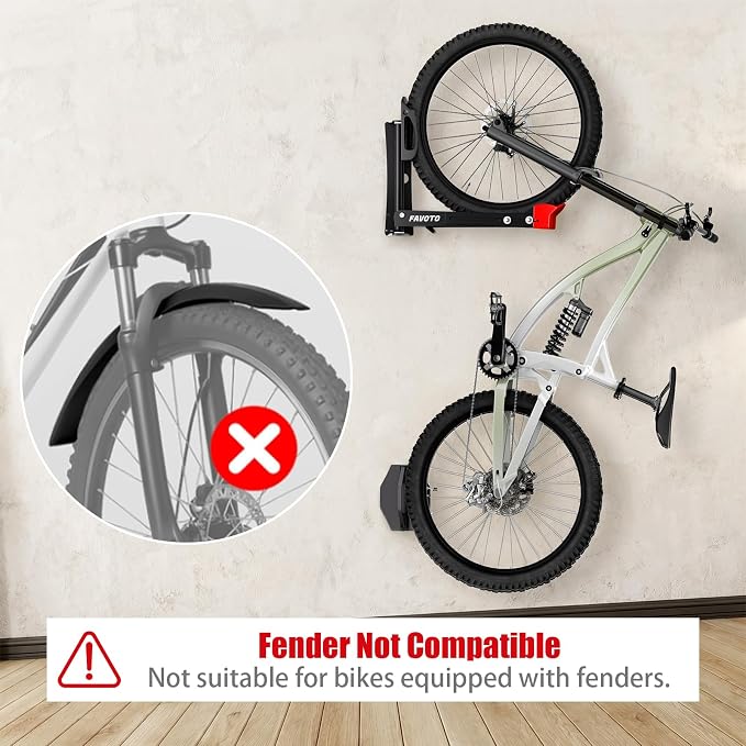 Favoto Swivel Bike Wall Mount - No Heavy Lifting Vertical Bike Rack for Garage & Home, Fits up to 29" Wheels 2.4" Tires, Road/MTB Hanger, Holds 77 lbs
