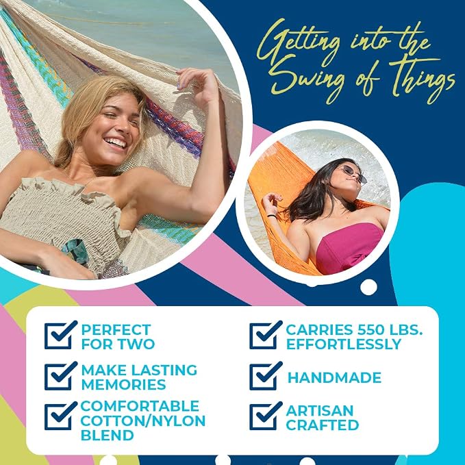 Hammocks Rada- Handmade Yucatan Hammock - Matrimonial Size Natural Color - 13ft long Artisan Crafted