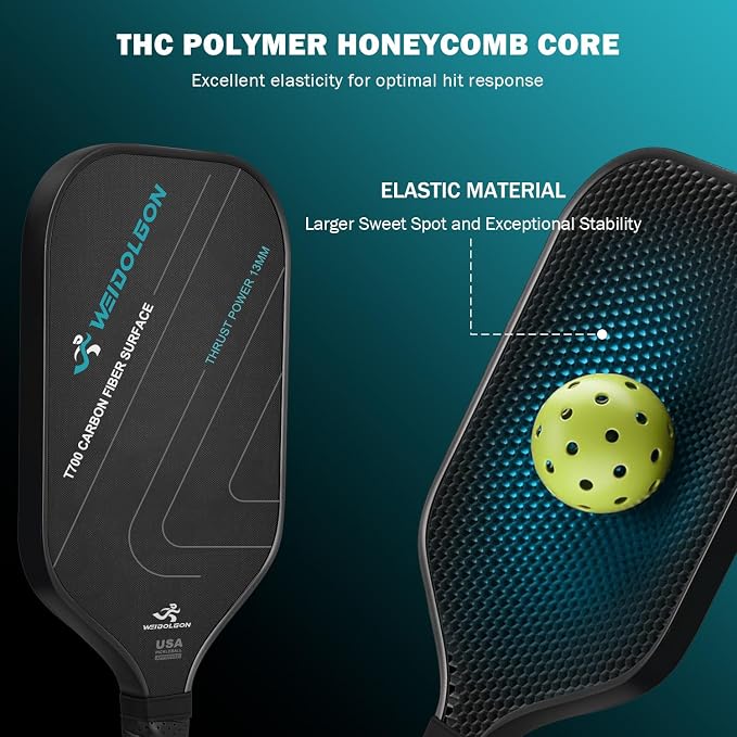 Pickleball Paddles, Multi-Layer T700 Textured Carbon Fiber Pickleball Paddle, 2-Types of Thickenesses, Strong Power and Spin Surface, USAPA Approved Carbon Fiber Surface Pickle Ball Paddle