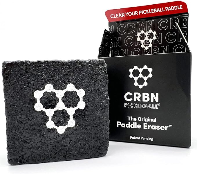 CRBN Pickleball - Paddle Eraser, Best Carbon Fiber Pickle Ball Racket Cleaner, Fast & Easy Rubber Bar to Remove Ball Residue, Dirt, & Minor Scrapes/Scratches - Choose 1 Pack or 2 Pack