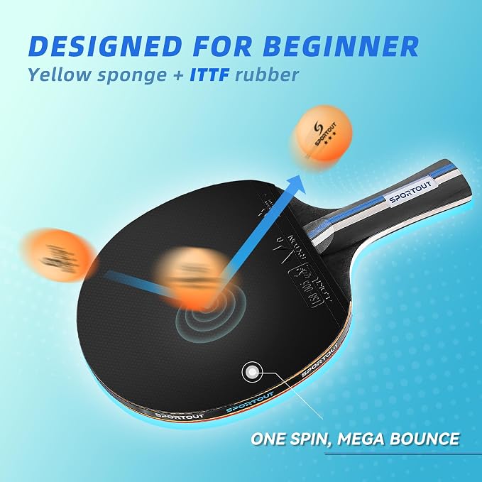 Sportout Ping Pong Paddles Sets-Portable Table Tennis Paddle with Balls, Storage Case Premium Table Tennis Racket for Indoor & Outdoor Games