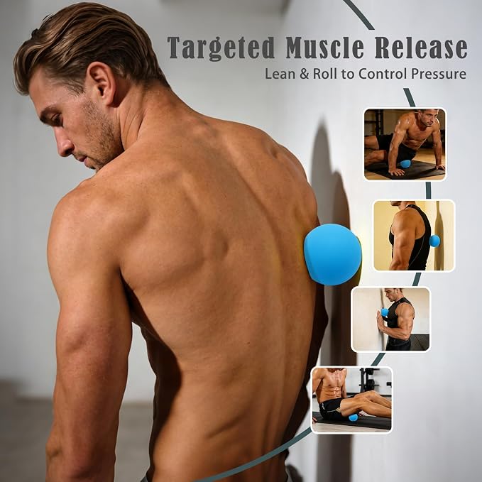Massage Balls, 2 Pack Firm Silicone Massage Ball Set (Smooth & Textured, 3.54" & 3.22"), Deep Tissue Trigger Point & Myofascial Release for Back, Neck, Shoulder & Foot