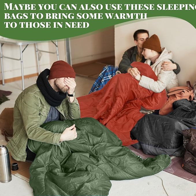 Macarrie 10 Pcs Bulk Sleeping Bags for Adults 0 Degree Waterproof Emergency Sleeping Bags with Compression Sack for Camping Hiking Backpacking Outdoor Activities
