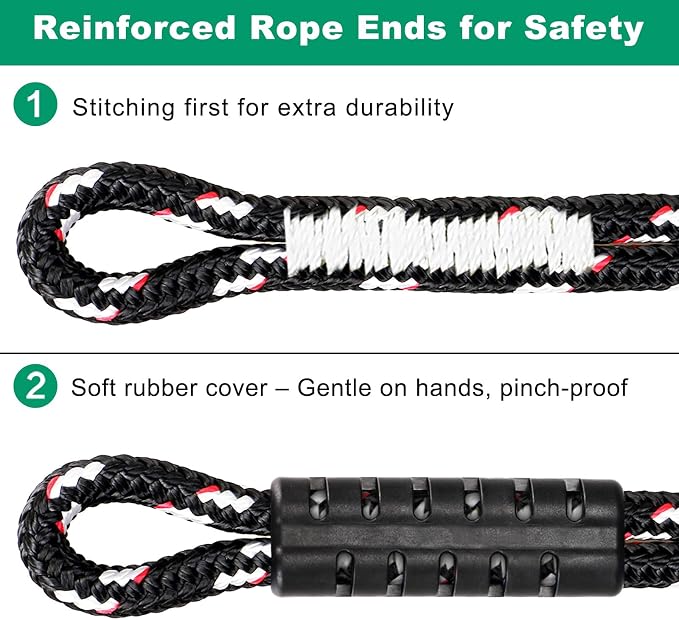 SELEWARE Heavy Duty Tree Swing Ropes, Adjustable Hammock Tree Straps Hanging Kit with Locking Carabiners, 5FT Tree Swing Straps for Outdoor Swings Hammock Playground Set Accessories (Black, 2 Pack)