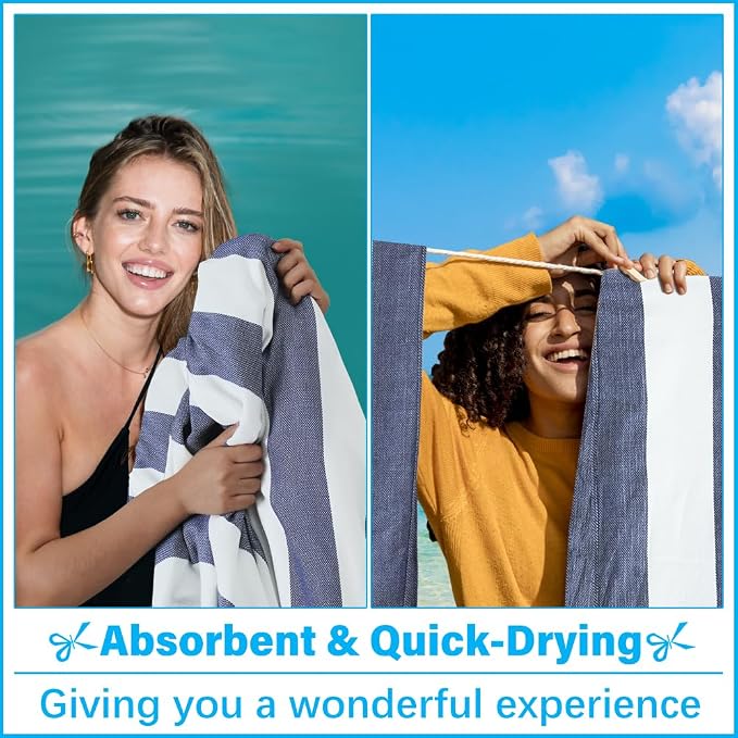 Vikumond Oversized Turkish Beach Towel Blanket XXL Cotton Sandproof Towels Boho Woven Extra Large Big Sand Free Giant Throw Blankets Huge Quilt XL Picnic Camping Necessities Cloud for Adult Gifts