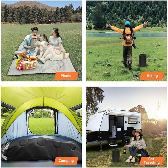 Double Sleeping Bag for Adults Camping,Bring Pillow, XL Queen Size Sleeping Bags for 2 Person Hiking Backpacking, Lightweight Waterproof with Compression Sack