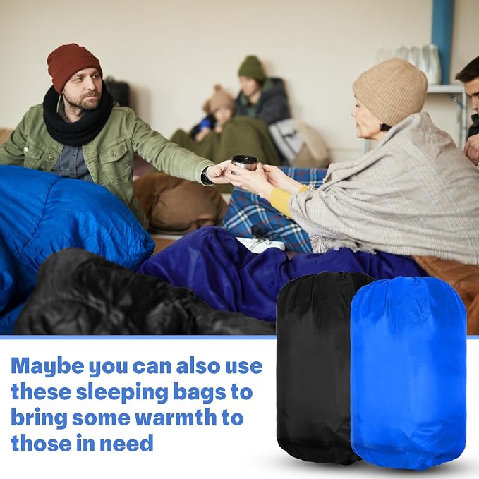 Macarrie 10 Pcs Bulk Sleeping Bags for Adults 0 Degree Waterproof Emergency Sleeping Bags with Compression Sack for Camping Hiking Backpacking Outdoor Activities