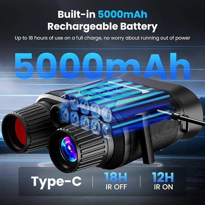 seanme Night Vision Goggles with Camera, 4K Night Vision Binoculars for Adults, 3280FT Infrared, 3" Large Screen, 8X Digital Zoom, 5000 mAh Battery and 32GB Memory Card for Saving Photos and Videos