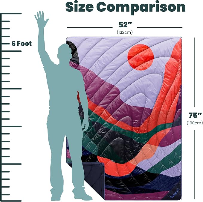 Rumpl Original Puffy 1-Person Blanket for Camping and Outdoors, Valley Dusk