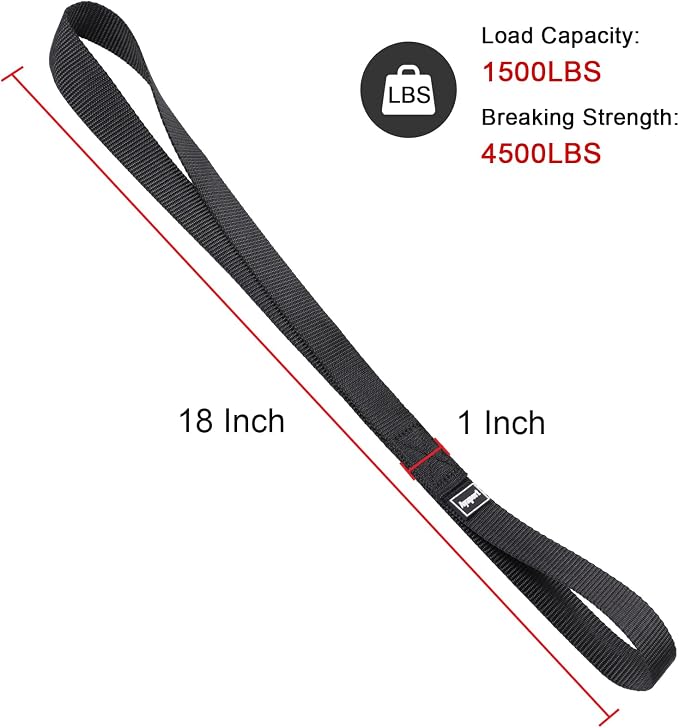 Ayaport Soft Loop Tie Down Straps 18 inches - Black 4500lbs Break Strength Loops for Securing ATV, UTV, Motorcycles, Scooters, Dirt Bikes…