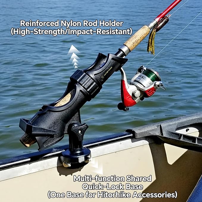 HITORHIKE Fishing Rod Holder Universal Fit Kit Allows for 360-degree Adjustment Kayak Fishing Boat Powerlock Rod Holder