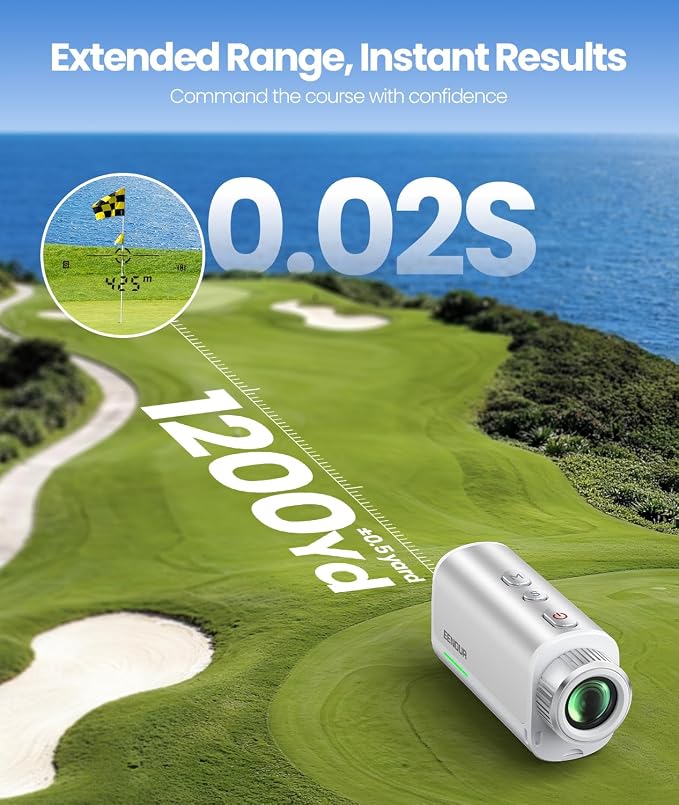EENOUR Golf Range Finder with Slope, 1200 Yards Golf Rangefinder, Laser Rangefinders with Pin Lock Vibration, 7X Magnification, Rechargeable Compact Portable Range Finder Golfing for Men Women