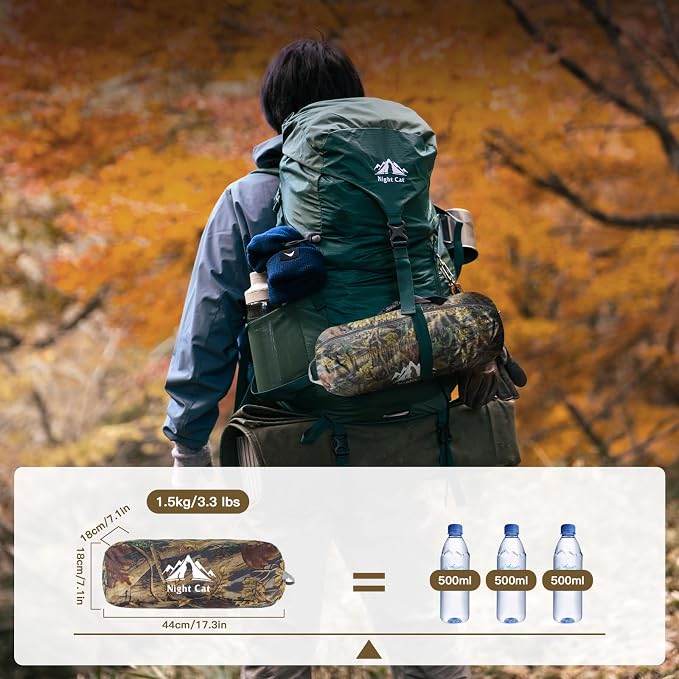 Night Cat Camping Hammock Tent: Lightweight Portable 4 in 1 Hammock with Rain Tarp and Mosquito Net for Hiking Jungle Outdoor