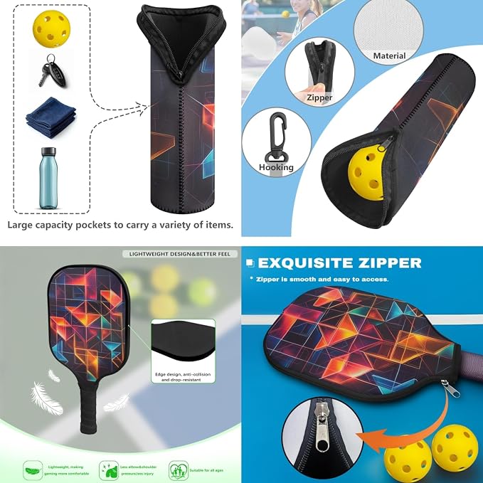 Pickleball Paddles Set 3PCS Pickleball Paddle Case Pickleball Racket Pickleball Bag Ideal for Beginners Gifts