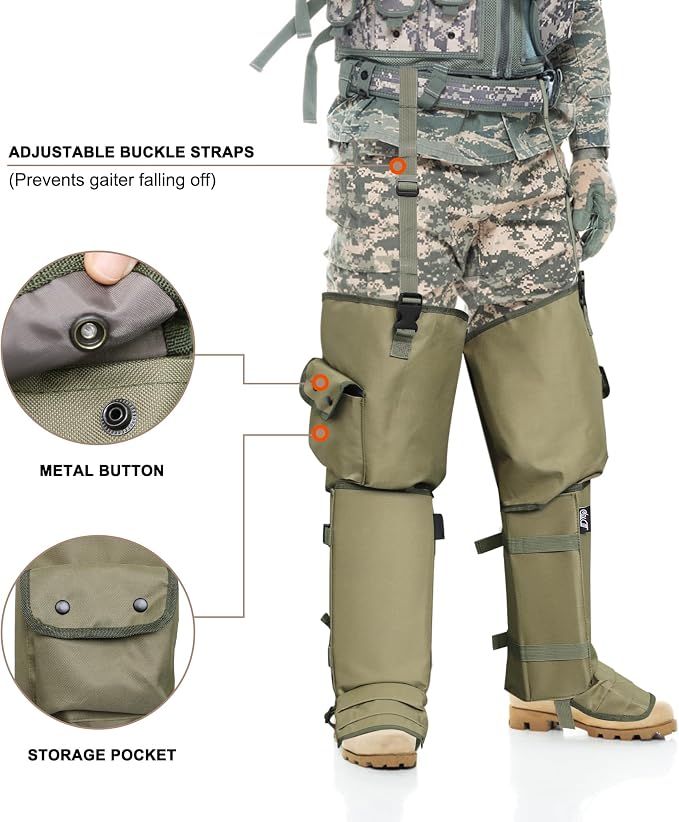 Snake Gaiters and Chaps for Men and Women - Waterproof Guards, Adjustable Protection for Legs