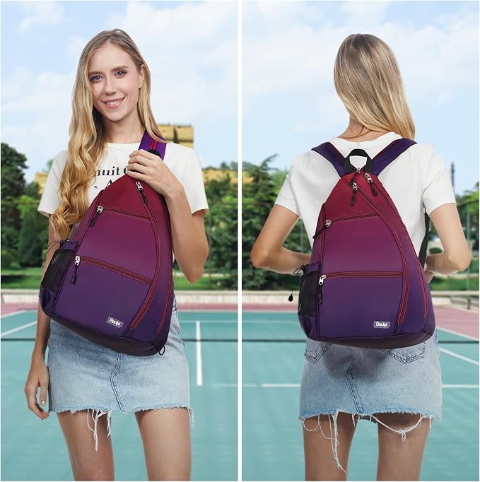 Sucipi Pickleball Bag - Men's & Women's Pickleball Backpack, Adjustable Sling Bag w/Fence Hook/Large Capacity/Safety Pocket