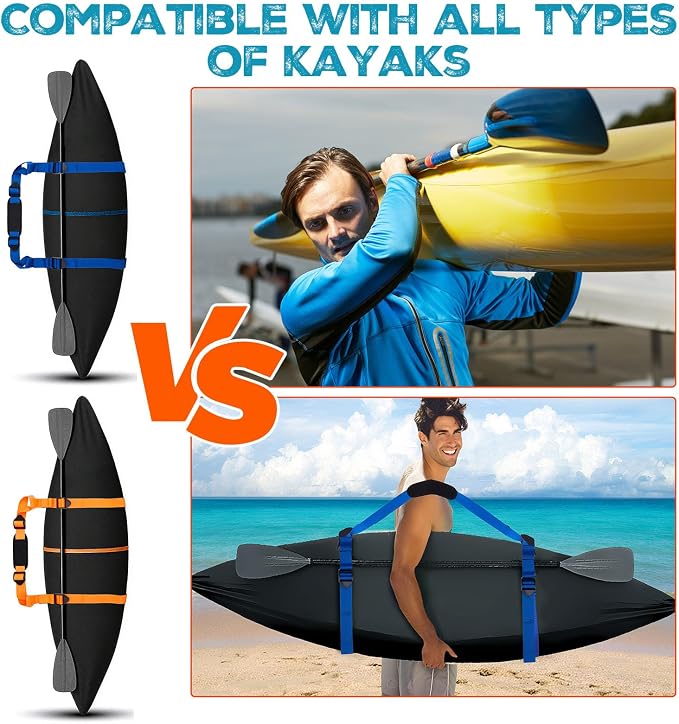 2 Set 600d Kayak Cover for Outdoor Storage with Carrying Straps and Storage Bags Fit 8.5 to 10 ft Heavy Duty Canoe Waterproof UV Resistant for Dust Protection Paddle Board Boat Accessory
