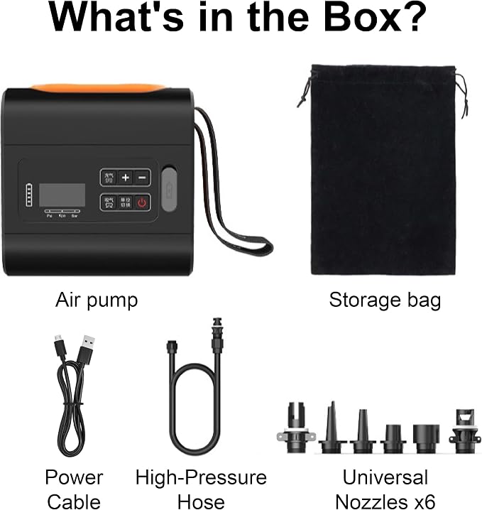 HotMax Electric Paddle Board Pump, Rechargeable 22PSI High Pressure SUP Pump, Intelligent Dual Stage Inflation & Deflation, Auto-Off for Stand Up Paddle Boards, Surfing Kite, Tent, Boat