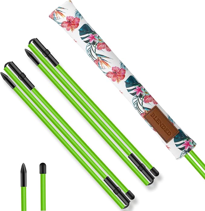 Premium Leather Alignment Stick Cover with 2-Pack 48" Collapsible Golf Alignment Sticks