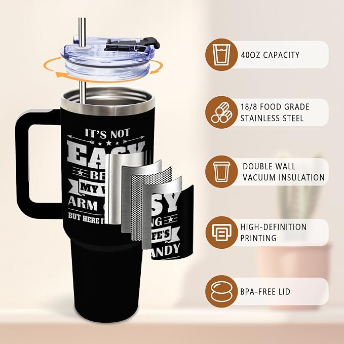 DUUV Birthday Gifts for Husband from Wife, Best Husband Ever Tumbler with Handle 40 Oz Stainless Steel Insulated, Christmas Thanksgiving Wedding Anniversary Appreciation Gifts for Husbands, 1PCS