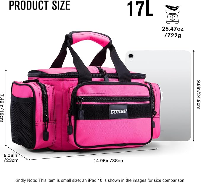 Goture Fishing Tackle Bag, 600D Water-Resistant Soft Side Crossbody Sling Bag for Women,Small Gear Storage Tactical Bags for Saltwater & Freshwater,Fits 3 3600 Tackle Boxes(Not Included)