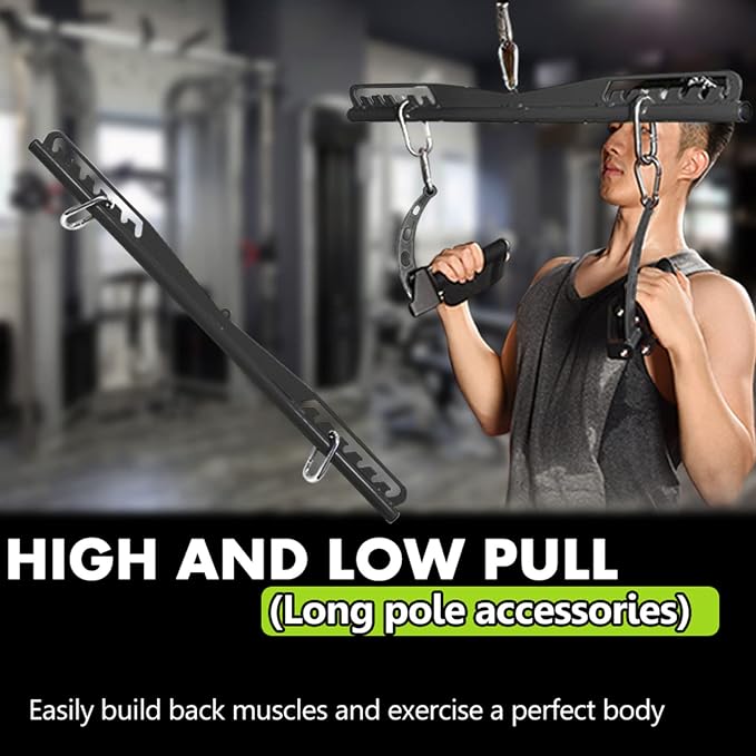 Adjustable Lat Pull down Bar, Cable Machine Attachments for Gym, Home Gym Fitness T-bar Row Pulldown Attachments, Lat Pull Down Machine Wide Grip Neutral Grip Handle