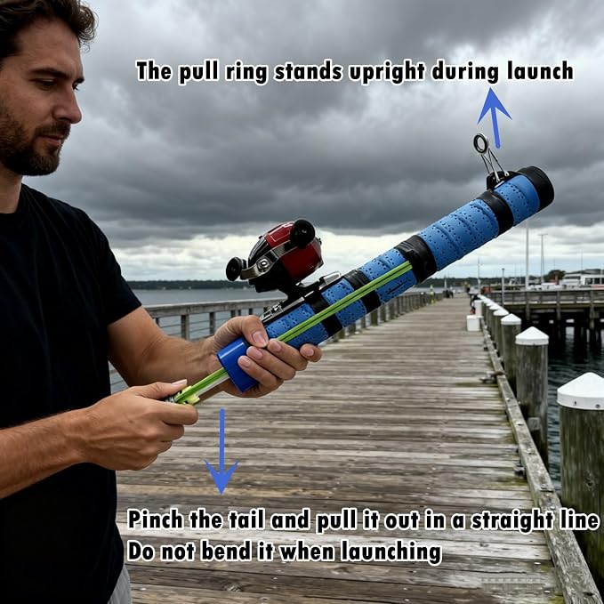 Fishing Catapult Rod Spincast Reel Portable Salt Fresh Water Gear | Upgraded Wrap Foam Grip, Anti-Slip & Freeze-Proof; Attach Sinkers to Hooks for Long Casting Distancer