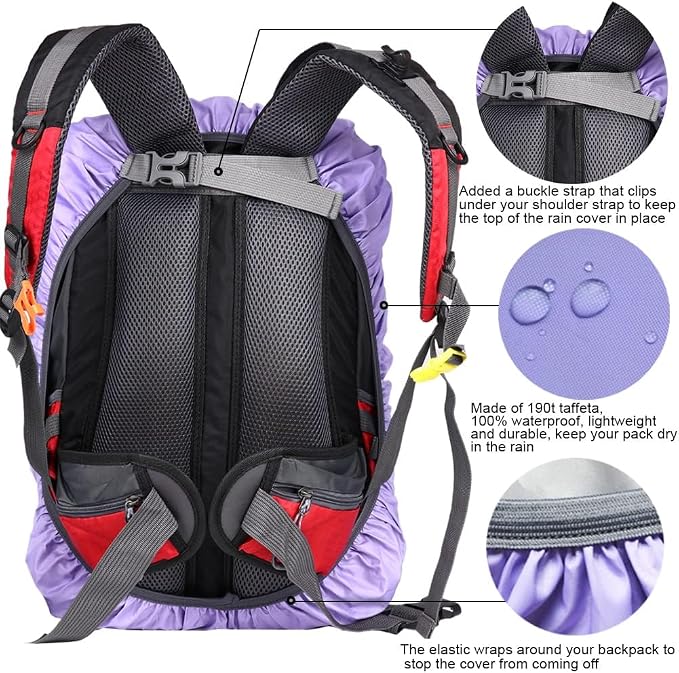 Waterproof Backpack Rain Cover with Anti Slip Buckle Strap for Camping, Hiking, Traveling, Hunting, Biking, 15-80L