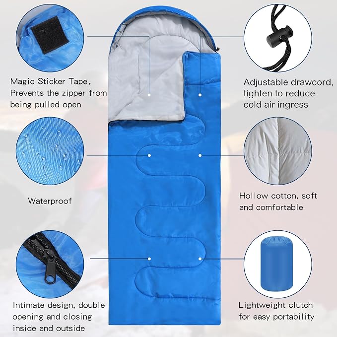 Macarrie 10 Pcs Bulk Sleeping Bags for Adults 0 Degree Waterproof Emergency Sleeping Bags with Compression Sack for Camping Hiking Backpacking Outdoor Activities