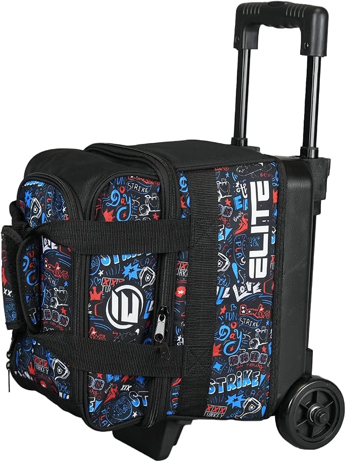 ELITE Basic Single Roller Bowling Ball Bag | Multiple Colors | Fits Up to Size 10.5 Shoes | Compact Design | Bowling Bags With Wheels