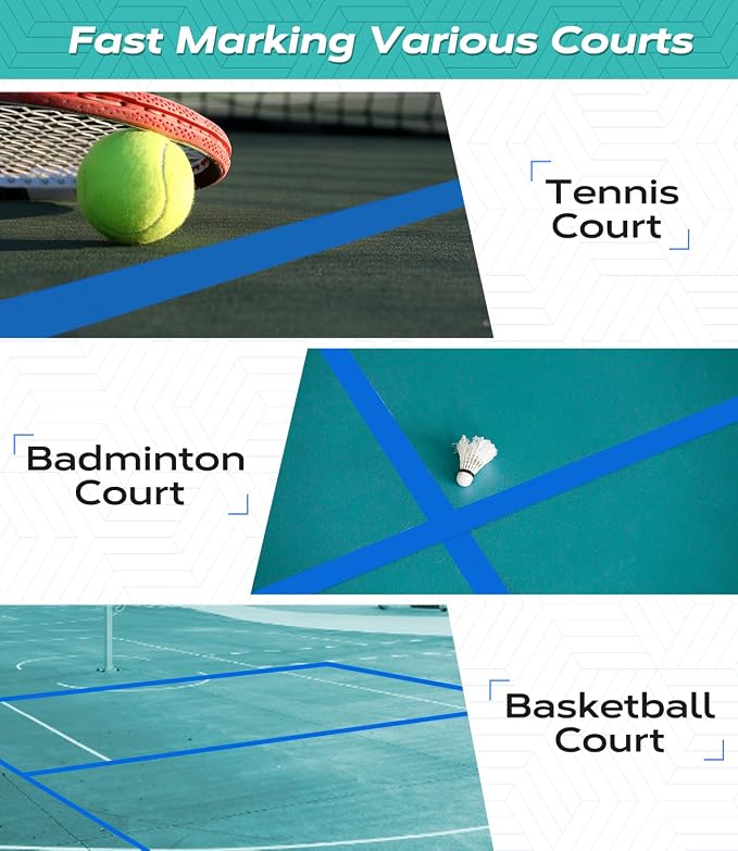 Outdoor Pickleball Court Tape, 2in x 230FT Pickleball Tape Lines for Indoor Outdoor Sports Court Fast Marking, Such as Badminton, Tennis, Basketball, or Pickleball Court, Blue Tape