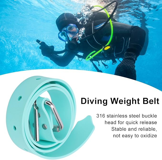 Diving Weight Belt, Durable 316 Stainless Steel Construction, Weight Belt for Snorkeling and Diving Activities, for Men Women Water Sports Enthusiasts (Mint Green)