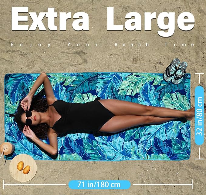 4 Pack Microfiber Lightweight Beach Towel Sand Free Quick Dry Absorbent Thin Compact Towels for Swimming Pool Camping Beach Accessories Large Easy Pack Travel Things for Vacation Essentials Gift