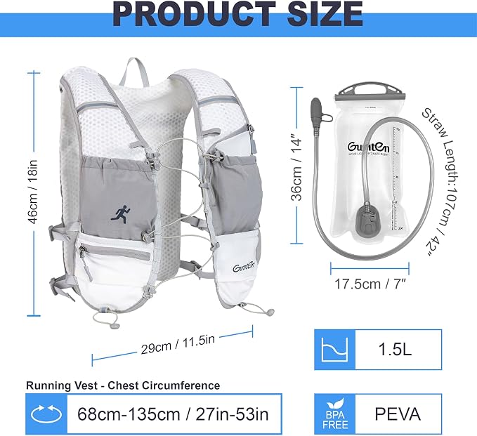 Running Vest with Adjustable Chest Straps for Women Men Hydration Vest for Marathon Jogging Hiking Cycling