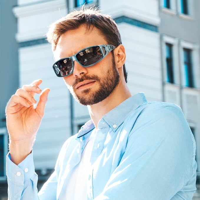 URUMQI Polarized Sunglasses Fit Over Glasses for Men Women, Wraparound Sun Glasses UV400 Protection for Driving Fishing