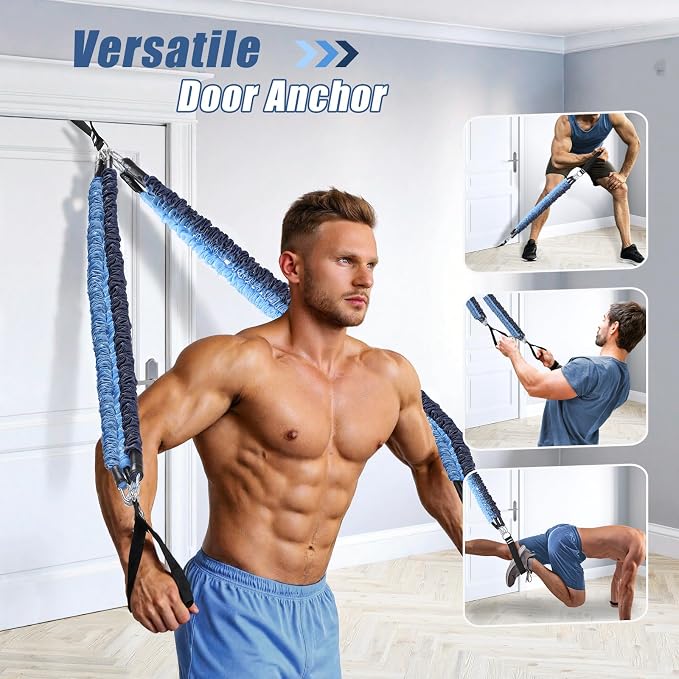 Upgraded Pilates Bar Kit with Resistance Bands Natural Latex for Women & Men, Heavy-Duty Stainless Steel Multifunctional Yoga Pilates Stick for Home Gym Exercise Fitness Equipment Full-Body Workouts