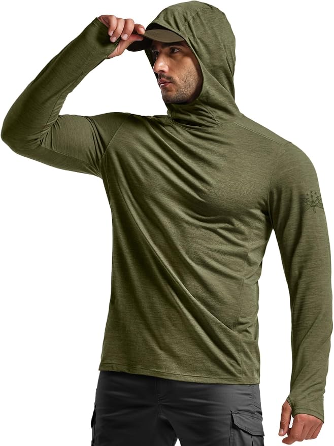 CQR Men's UPF 50+ Sun Protection Long Sleeve Quick Dry Athletic Shirts, Stretch Running Workout Hiking T-Shirts