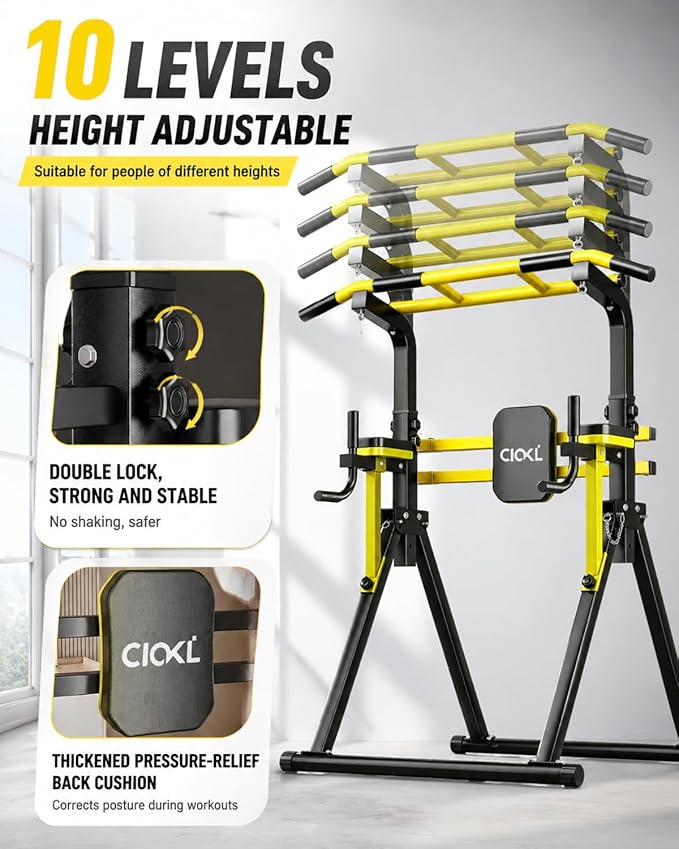 Foldable Pull Up Bar Free Standing, Upgraded Free Standing Pull Up Bar Station, Multi-function Power Tower Dip Bar, Assistance Bands Home Gym Strength Training Equipment