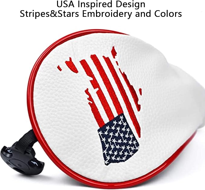 Golf Club Head Covers 3 Pack, Waterproof PU Leather Driver & Fairway Wood Headcovers with Rotatable Number Tags