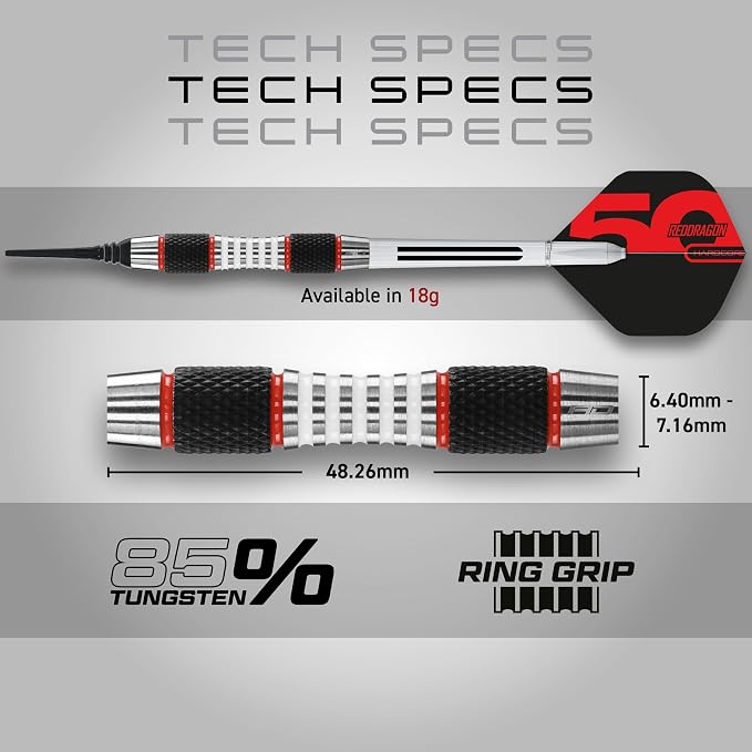 RED DRAGON Axis Professional Darts Set - 85% Tungsten Darts with Flights, Shafts & Wallet - Available in Multiple Colors, Soft Tip 18g and Steel Tip 24g - 28g