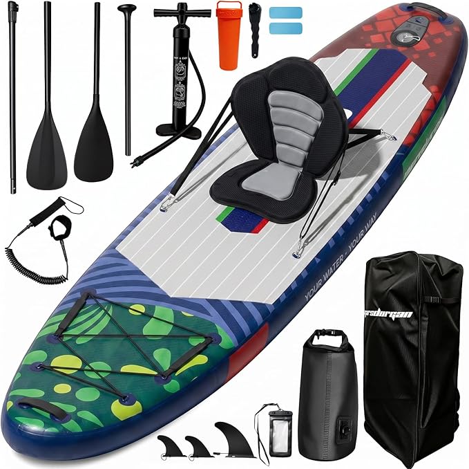 11'x34 Inflatable Paddle Board for Adults Youth, Extra Wide 430LBS Capacity SUP, Stable 2-3 Person Family for Lake Ocean Fishing Surfing Yoga, Includes Accessories