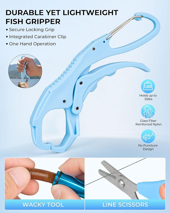 Calamus GearMaster Fishing Sling Tackle Bag & Tool Set, 3500 Tackle Box & Fishing Gear with Fishing lures, Fishing Pliers, Fishing Scissors, Lip Gripper, Wacky Tool
