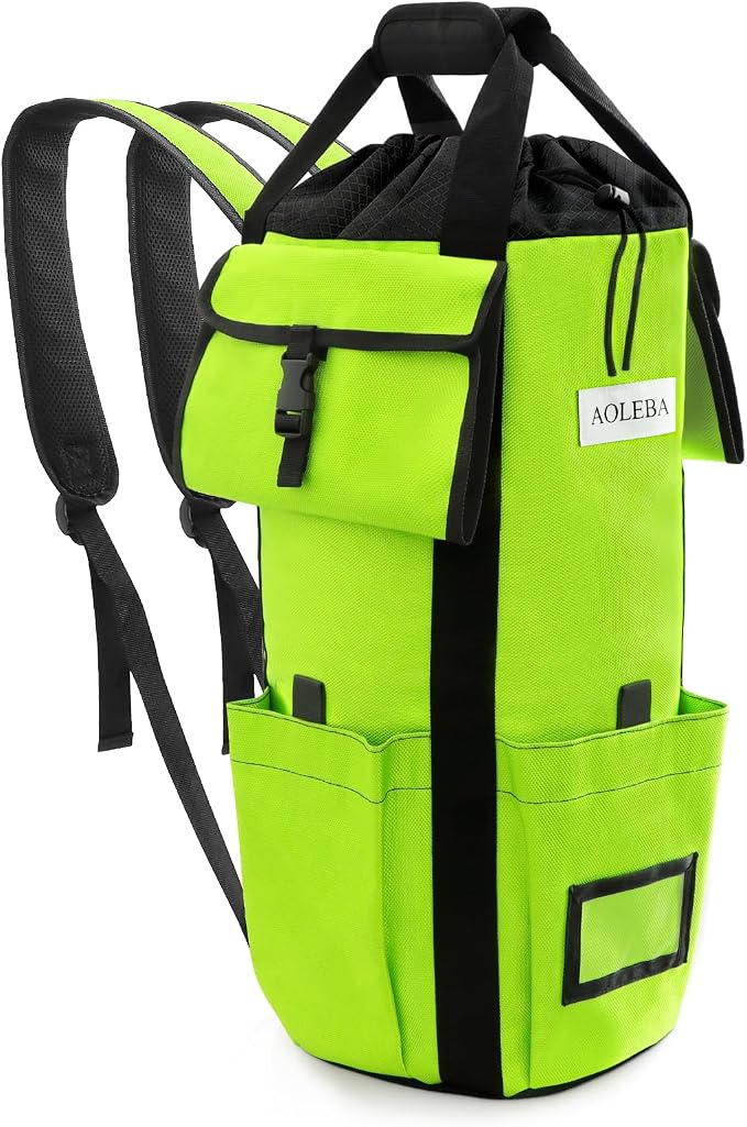 AOLEBA Arborist Rope Storage Bag Tree Climbing Rock Rope Bucket Backpack Rope Storage Bag Large Capacity 1680D Thicken Nylon Material with Hand Straps, Side Pockets