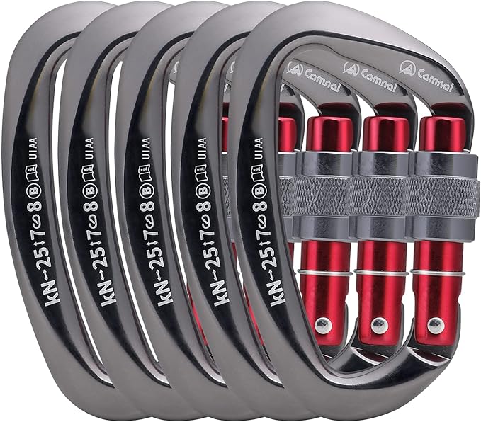 Heavy Duty Carabiner UIAA Certified Locking Carabiner 25KN (About 5620 lbs) Screw Lock Carabiner D Shape Carabiner Clip for Rock Climbing, Mountaineer, Aerial Work