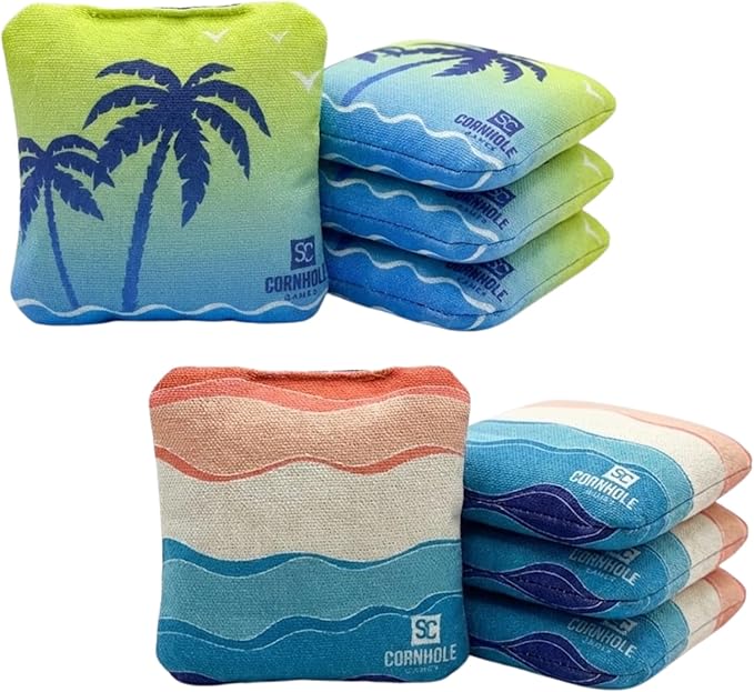 Professional Dual Sided Cornhole Bags- 16 oz 6x6 w/Premium Resin Fill - Official Tournament Slide/Stick Pro Bean Bags - Regulation/Approved