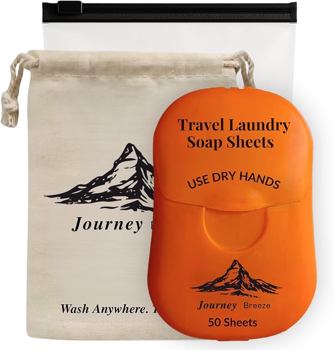 Travel Laundry Detergent Sheets 50 Pack – Compact Travel Detergent for Sink Washing, Lightweight Laundry Detergent Strips for Clothes on Trips, Hotels & Cruises