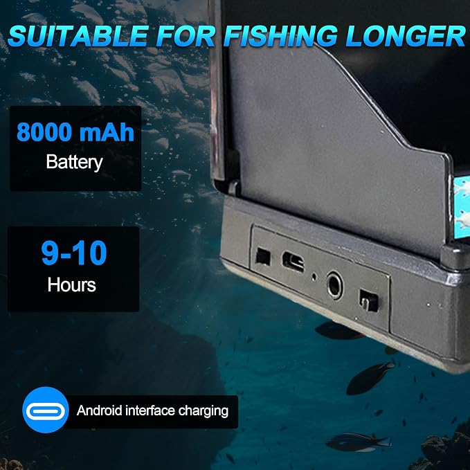 5 Inch Underwater Fishing Camera,1080P Underwater Fish Viewer with Night Vision,220° Wide Angle,8000mAh Battery,98ft Cable,Ice Fishing Camera for Lake Sea Boat Fishing